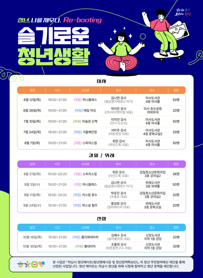 하남시, 청년 맞춤형 원데이 문화 특강 ‘슬기로운 청년생활’ 홍보 포스터. (사진=하남시 제공)