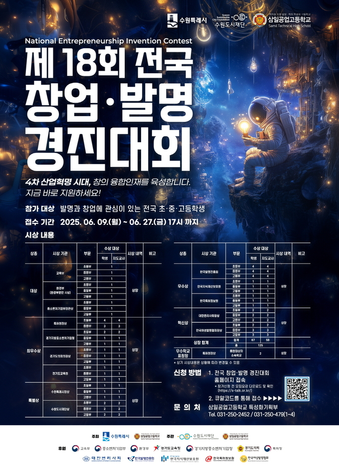 '제18회 전국 학생 창업발명경진대회' 홍보물. (사진=수원시 제공)