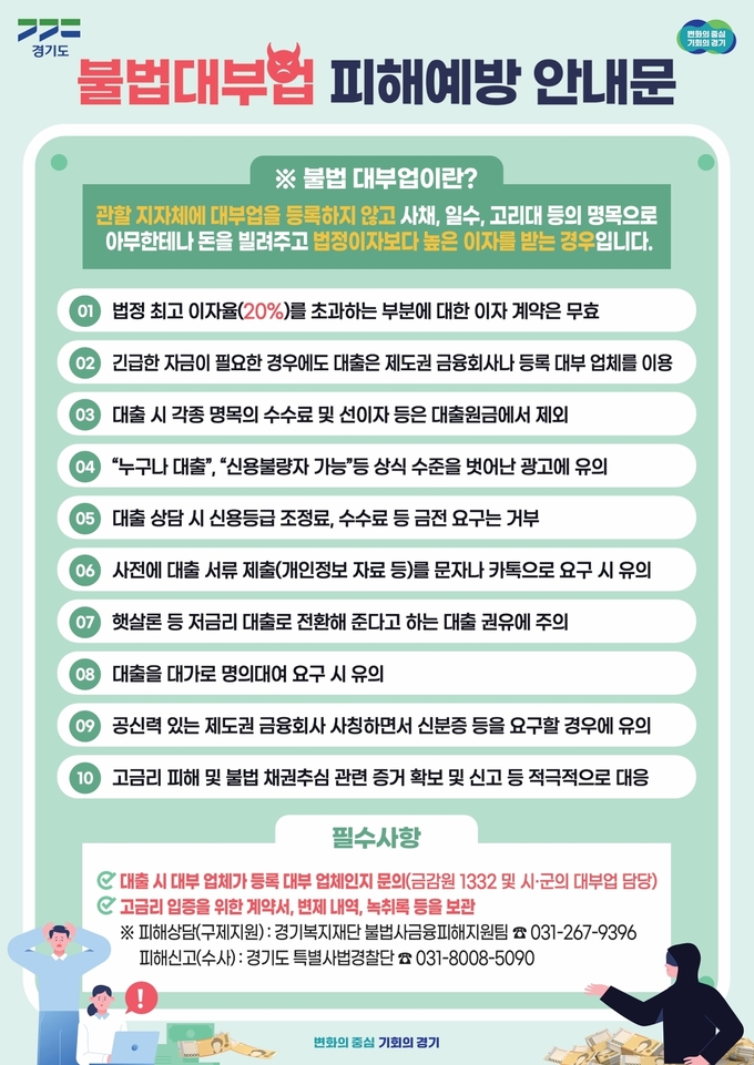 불법대부업 피해예방 안내문. (사진=경기도 제공)