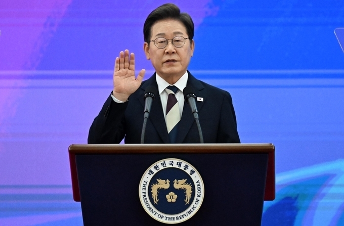 이재명 대통령이 취임식에서 선서하고 있다. (사진=옥지훈 기자)