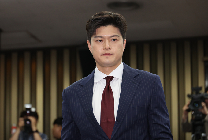 김용태 국민의힘 비상대책위원장이 9일 국회에서 열린 의원총회에 참석하고 있다.(사진=연합뉴스)