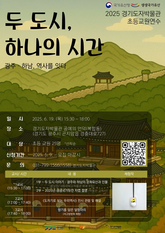 초등교사 대상 연수 프로그램 '두 도시, 하나의 시간: 광주·하남 역사를 잇다' 포스터. (사진=한국도자재단 제공) 