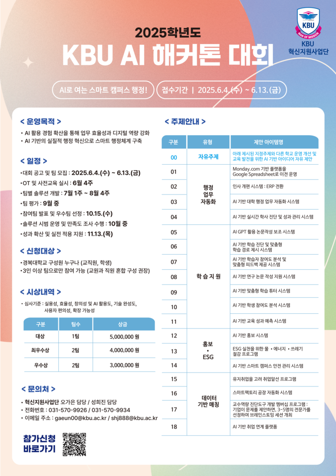 ‘KBU AI 해커톤 대회’. (포스터=경복대학교 제공)