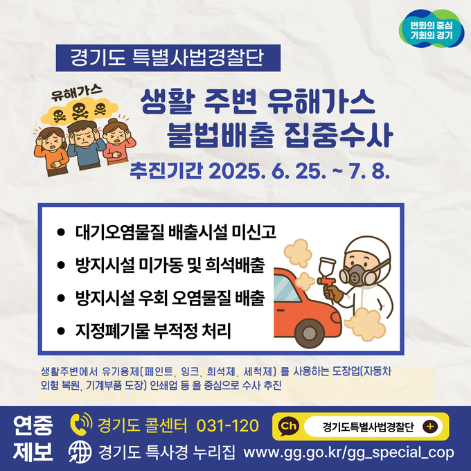 생활주변 유해가스 불법배출 집중수사 관련 자료. (사진=경기도 제공)