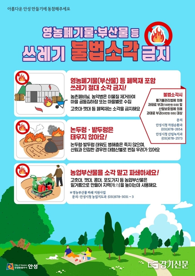 안성시 불법소각 주야간 집중 단속 홍보물. (사진=안성시 제공)