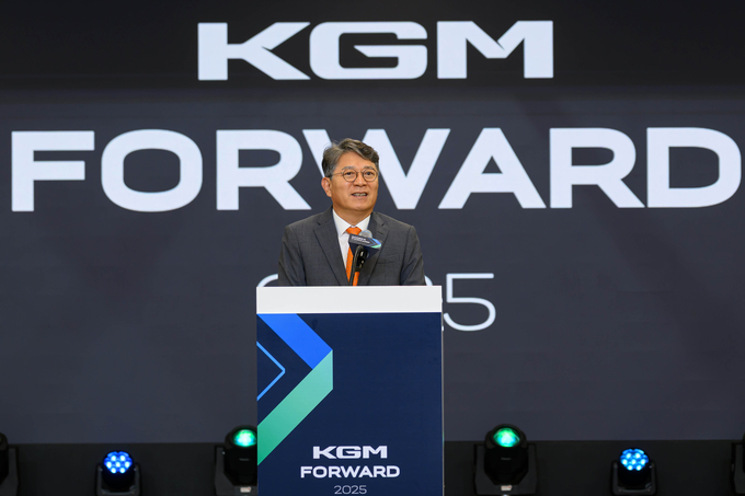 곽재선 KGM 회장이 인사말을 하고 있다. (사진=KGM 제공)