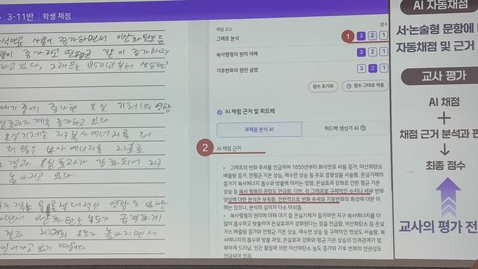 지난 18일 경기도교육청 남부청사에서 AI 서논술형 평가 시스템 발표 브리핑이 진행되고 있다. (사진=박민정 기자)