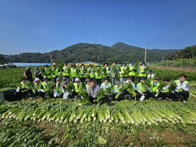 경기농협과 대학생 봉사단이 양성농협 관내 농가를 찾아 일손을 도왔다. (사진=경기농협 제공)
