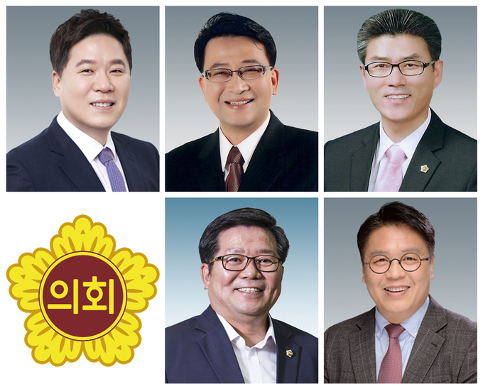 왼쪽 위부터 시계방향으로 김성수(하남2), 백현종(구리1), 윤태길(하남1), 이석균(남양주1), 허원(이천2·이하 가나다순) 경기도의원. (사진=경기도의회 제공)