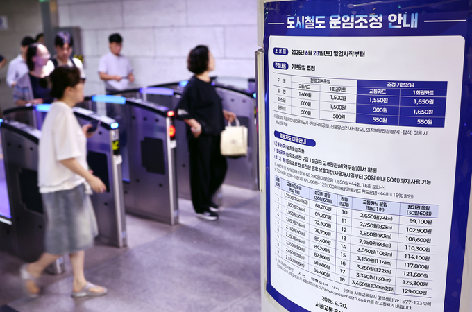 요금인상을 하루 앞둔 27일 시청역 1호선에 운임조정 관련 안내문이 부착돼 있다. (사진=연합뉴스)