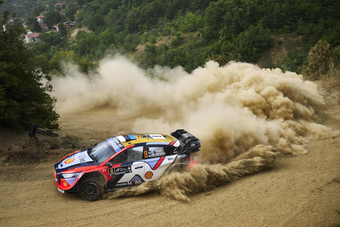2025 WRC 그리스 랠리에서 질주하는 현대 월드랠리팀 ‘i20 N Rally1’ 경주차 (사진=현대차 제공)