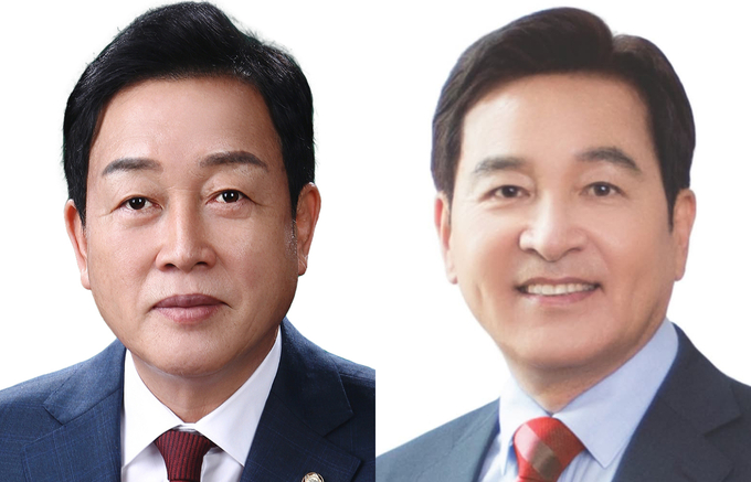 국민의힘 경기도당위원장 도전 의사를 밝힌 김선교 의원(왼쪽)과 심재철 전 의원. (사진=의원실, 도당 제공)