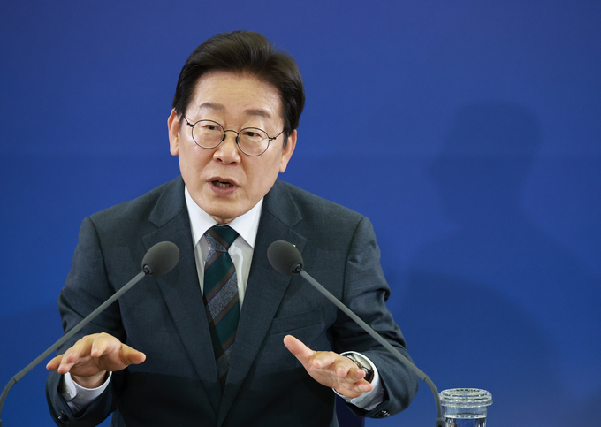 이재명 대통령이 지난 4일 대전컨벤션센터에서 타운홀 미팅 형식으로 열린 '국민소통 행보 2탄, 충청의 마음을 듣다'에서 발언하고 있다. <br>
(사진=연합뉴스)