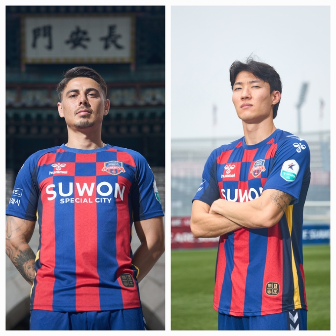 K리그1 수원FC에 합류한 윌리안(왼쪽)과 김경민. (사진=수원FC 제공)