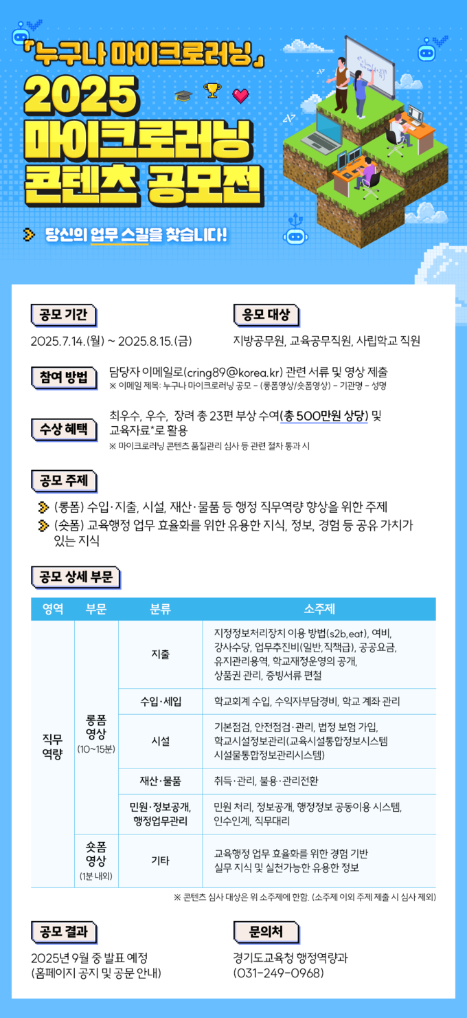 실무 행정 경험 교육 콘텐츠로 누구나 마이크로러닝 공모전 개최(사진=경기도교육청 제공)