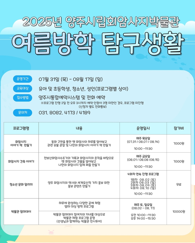 회암사지 박물관에서는 특별프로그램인 “여름방학 탐구생활”을 운영한다. (사진=양주시 제공)