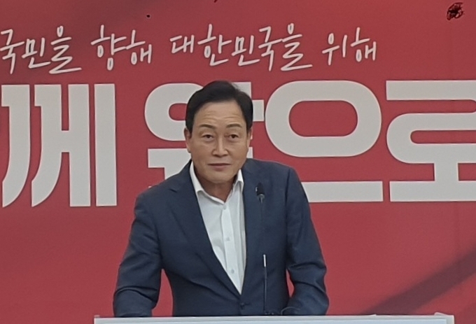 김선교(여주양평) 국민의힘 경기도당 위원장 당선인이 16일 국민의힘 경기도당사에서 당선 소감을 밝히고 있다. (사진=나규항 기자)