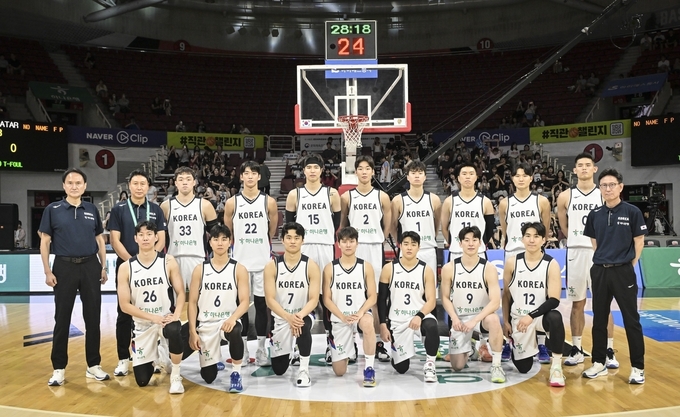 카타르와 평가전에 출전했던 남자 농구 대표팀의 모습. (사진=대한민국농구협회 제공)