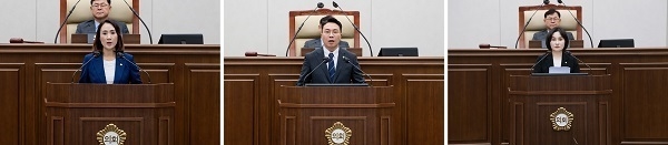 5분 발언에 나선 세명의 의원들. (사진=김포시의회 제공)