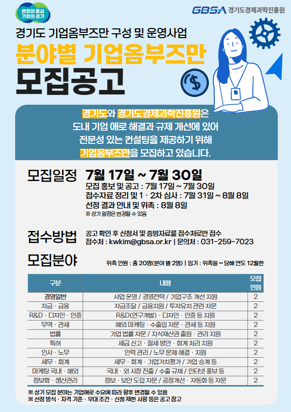경기도 기업옴부즈만 모집공고. (사진=경과원 제공)
