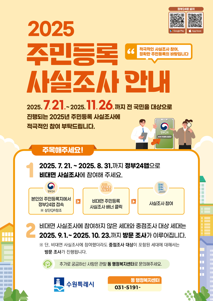 수원시 2025 주민등록 사실조사 홍보물. (사진=수원시 제공)