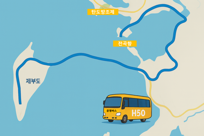 화성도시공사가 제부도 방문객의 교통 편의를 위해 주말과 휴일에 H50번 버스를 증차 운행한다. (사진=화성도시공사 제공)