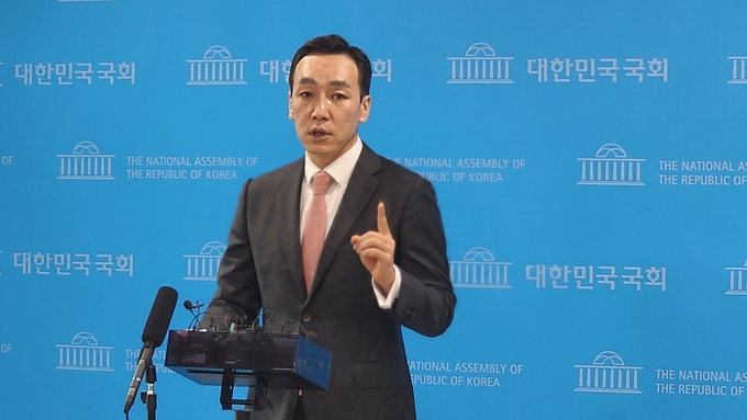 김민수 전 국민의힘 대변인은 31일 국회에서 ‘8.22 전당대회’ 최고위원 출마를 선언했다. (사진=김 전 대변인측 제공)