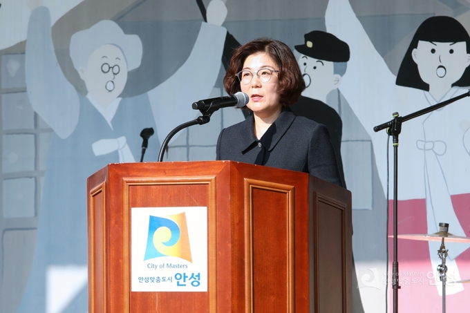 안성 3.1운동 기념관 기념 보훈 문화행사에 기념사 연설. (사진=안성시 제공)