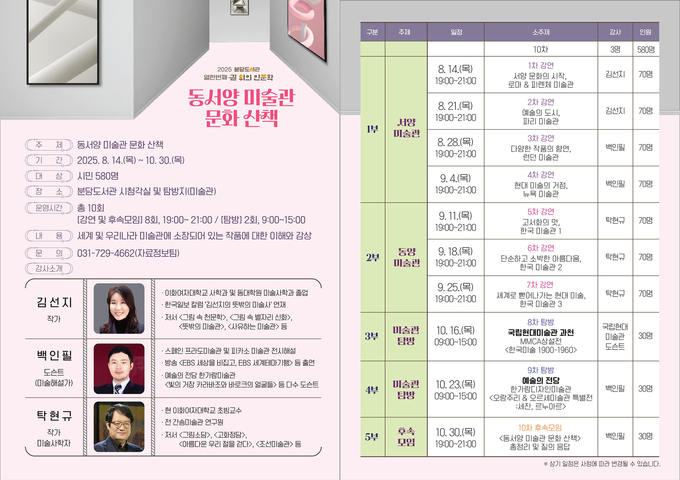 분당도서관-길위의 인문학 '동서양 미술관 문화 산책 프로그램' 안내 리플릿. (사진성남시 제공)