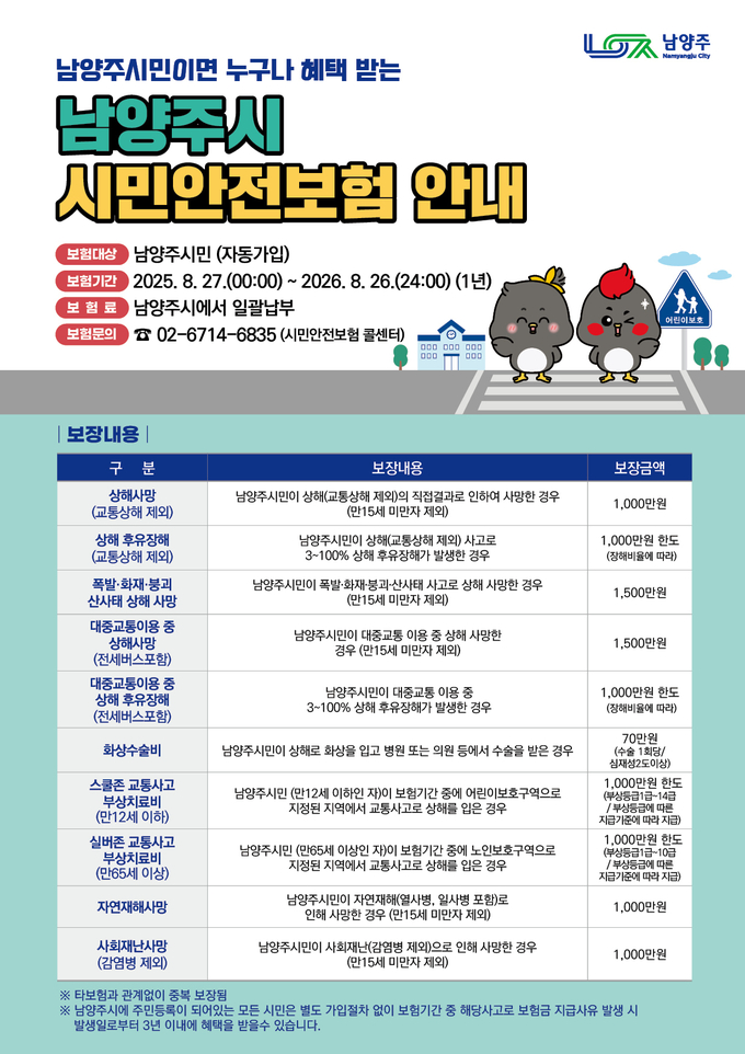 ‘2025~2026 시민안전보험’ 안내문 (포스터=남양주시 제공)