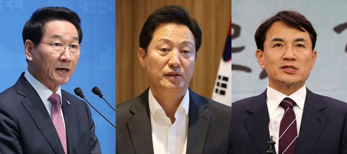 (왼쪽부터) 유정복 인천시장·오세훈 서울시장·김진태 강원도지사. ( 사진 = 연합뉴스 제공 )