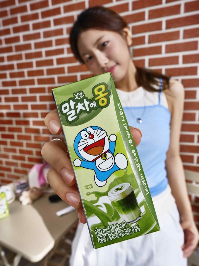 ‘초코에몽’의 신제품 ‘말차에몽’을 편의점에서 만나볼 수 있다. (사진=남양유업 제공)