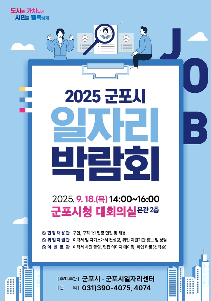군포시가 지역 구직자들에게 실질적인 채용 기회를 제공하기 위해 ‘2025년 하반기 군포시 일자리 박람회’ 개최에 나섰다. (사진=군포시 제공)