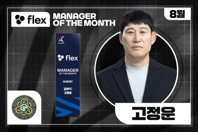 2025시즌 8월 ‘flex 이달의 감독상’을 수상한 K리그2 김포FC 고정운 감독. (사진=한국프로축구연맹 제공)
