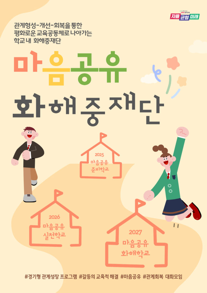  경기도교육청이 학교 내 갈등의 교육적 해결과 체계적 조기 지원을 위해 '마음공유 화해중재단'을 운영한다. (사진=경기도교육청 제공)