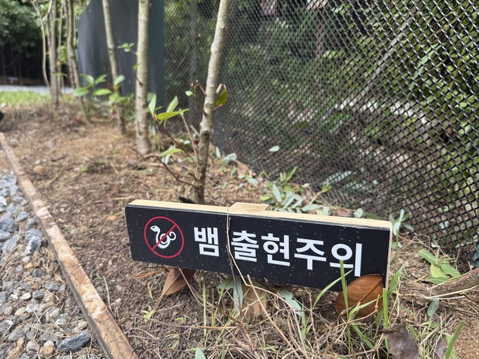 사고 후 설치된 '뱀 출현주의' 경고판 (사진=독자 제공)