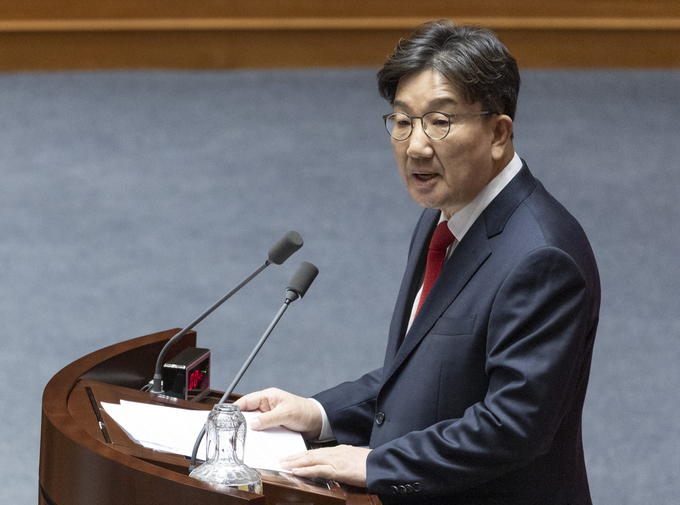  지난 9월 11일 국민의힘 권성동 의원이 국회에서 열린 본회의에서 본인에 대한 체포동의안이 상정되자 신상 발언을 하고 있다. (사진=연합뉴스)