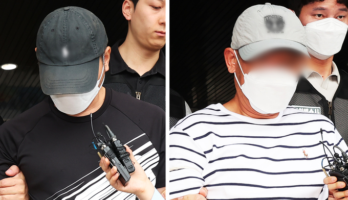  18일 KT 무단 소액결제 사건의 피의자인 중국 국적 남성들이 구속 전 피의자 심문(영장실질심사)에 출석하기 위해 수원영통경찰서 유치장에서 나오고 있다. (사진=연합뉴스)