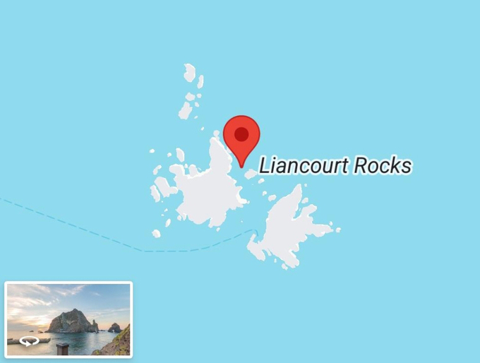  독도가 '리앙쿠르 암초(Liancourt Rocks)'로 잘못 표기됐다. (사진=서경덕 성신여대 교수 제공)