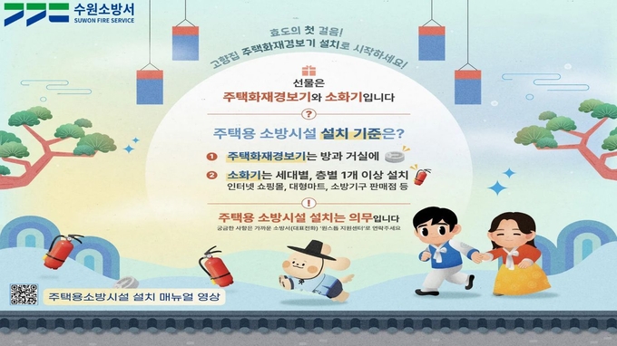  수원소방서가 귀성객과 시민들을 대상으로 '주택용 소방시설 설치하기' 홍보 캠페인을 펼친다. (사진=수원소방서 제공)