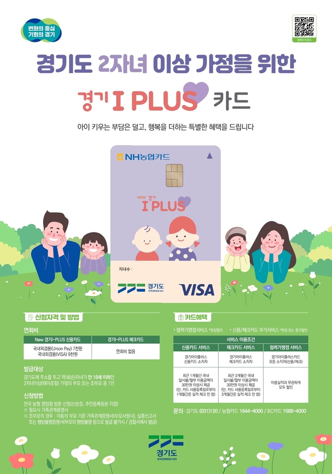다자녀가정 우대카드 ‘경기 아이플러스 카드’ 포스터. (이미지=경기도 제공)
