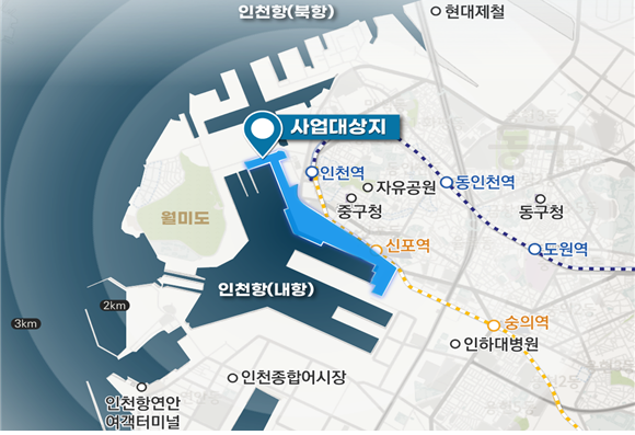 인천항 내항의 핵심 부두인 1·8부두 재개발 사업 위치도 및 토지이용계획안. ( 사진=인천시 제공 )