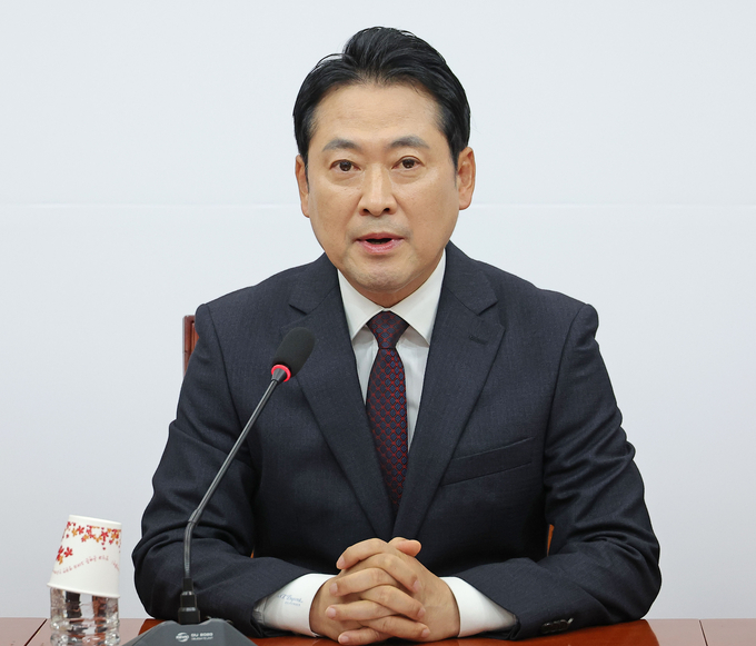장동혁 국민의힘 대표가 진나 17일 국회에서 기자간담회를 하고 있다. (사진=연합뉴스)