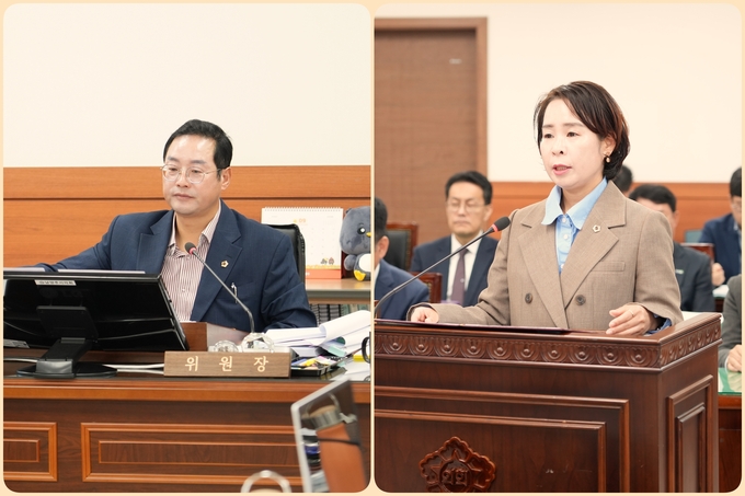 왼쪽부터 : 한근수 위원장, 정현미 의원. (사진=남양주시의회 제공)