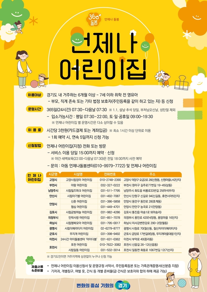 언제나 어린이집 포스터. (사진=경기도 제공)