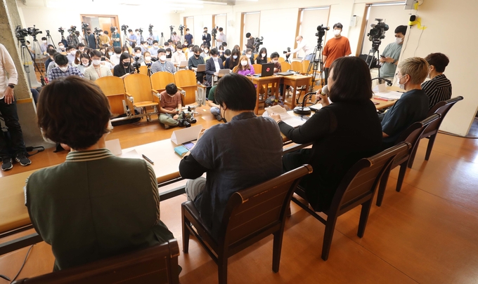 22일 진행된 '서울시장에 의한 위력 성폭력 사건 2차 기자회견. (사진=연합뉴스 제공)