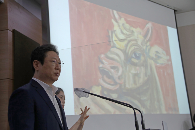 '이건희 미술관' 기본방향 브리핑하는 황희 장관. (사진=연합뉴스)