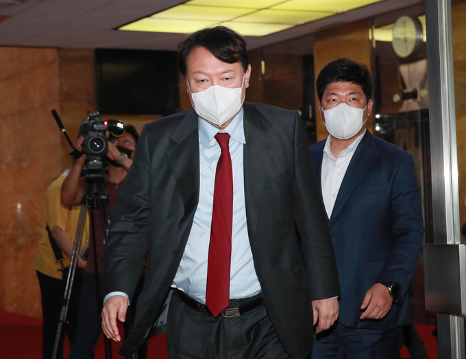 당 대표 면담 나선 국민의힘 윤석열 대선 경선 후보 (사진 = 연합뉴스 제공)
