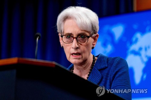 지난 8월 미국 국무부에서 연설하는 웬디 셔먼 부장관, (사진=AFP/연합뉴스 자료사진)