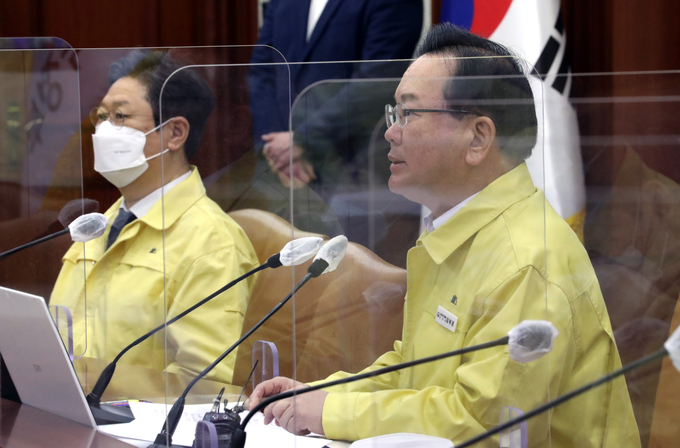 코로나19 중대본회의 주재하는 김부겸 총리. (사진=연합뉴스)